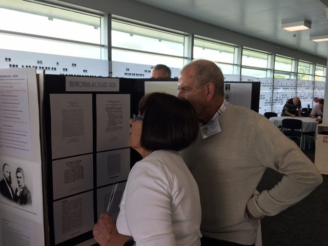 Checking out the family signboards.