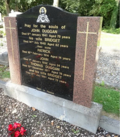 Headstone - John Duggan and wife Bridget, Menlo.