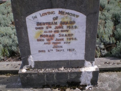 Headstone of Bertram and Norah Sharp. 