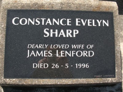 Headstone - Constance Evelyn Sharp. 
