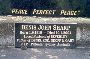 Plaque - Denis J T Sharp. 