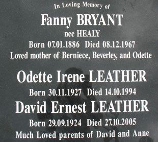 Headstone - Frances Healy