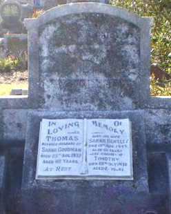 Headstone - Sarah Bentley Sharp and Thomas Goodman